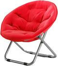 Comfortable Folding Moon Chair with Backrest - Adult Lazy Sofa for Leisure &amp Beach(Bright red)