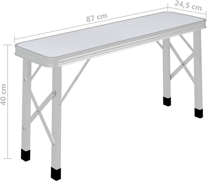 Folding Camping Table with 2 Benches Aluminium WhiteItem colourWhite and Silver