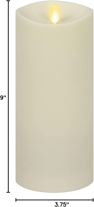 Luminara Outdoor Flameless LED Ivory Candle Melted Edge 3.75 x 9 Real Moving Flame Battery Operated Timer Plastic Weather-Resistant