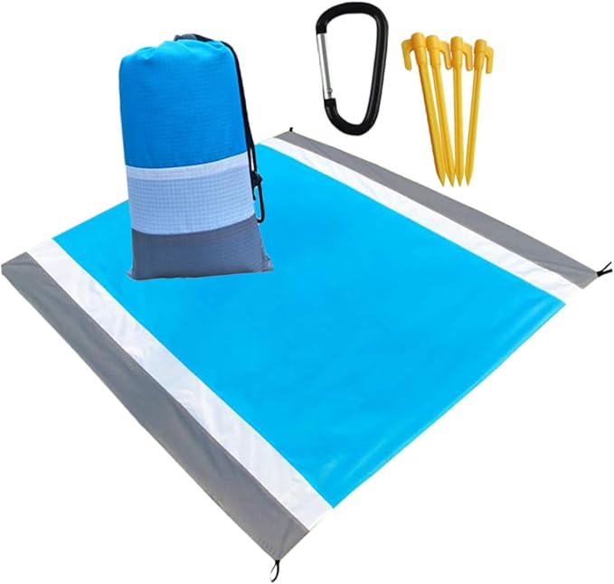 1Set Picnic Mat Portable Beach Blanket Camping Mat Easy to Clean Lightweight Durable TPU Coating for Outdoor Use Grey