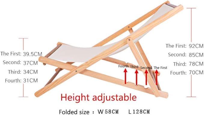 Beach Chair Folding Sun Chair Solid Wood Lounge Chair Canvas Chair Lunch Break Chair Outdoor Portable Lazy Chair Sunbed