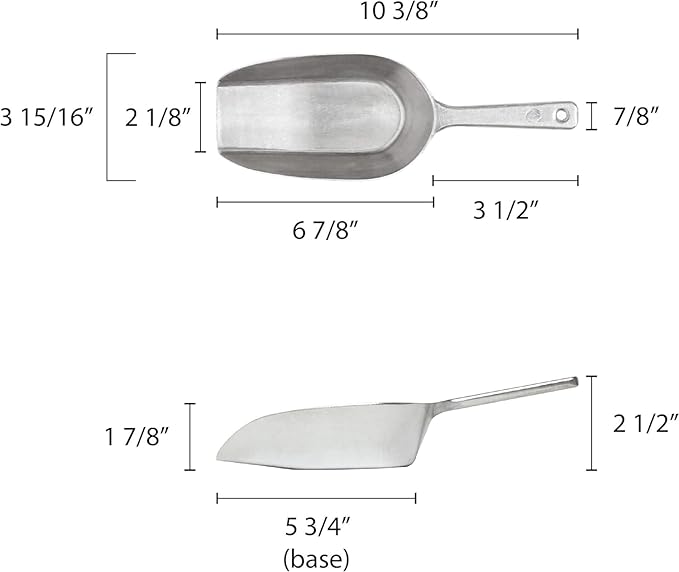 TrueCraftware- 16 oz. Aluminum Flat Bottom Scoop Set of 2- Flat Bottom Aluminum for Bar Ice Flour Utility Scoop Kitchen Scooper for Ice Maker Popcorn Food Scoops for Bar Party Wedding