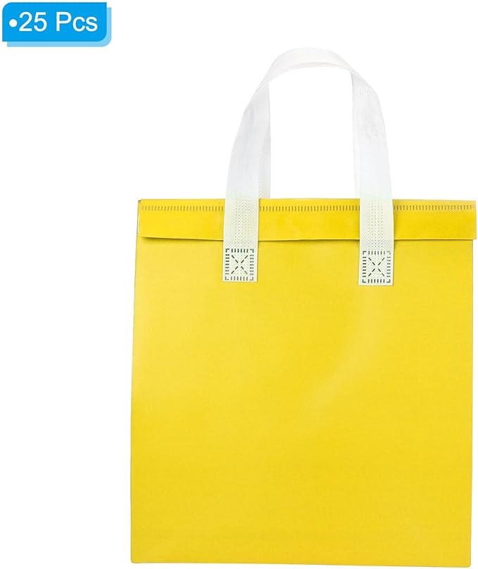 PATIKIL Insulated Take Away Bags 25 Pcs Insulation Cooler Bag Grocery Thermal Bags 11.8 x 7.9 x 12.6 Inch for Hot Cold Frozen Food Delivery Yellow