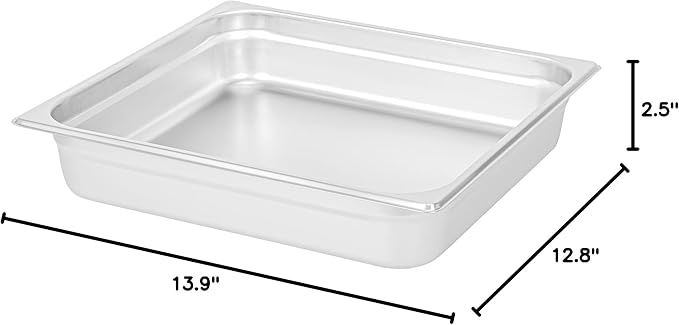 Restaurantware Hotel Pan 1 Count 2/3 Size Anti-Jam 2.5â€ Deep Freezable 24 Gauge Stainless Steel Steam Pan Lid Sold Separately for Use in Commercial Kitchens Cafeterias and Catering Event