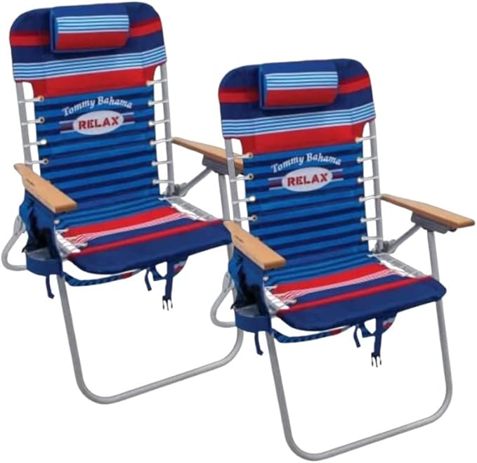 Tommy Bahama Hi-Boy 17 Seat Height 4-Position Lace-Up Suspension Folding Beach Backpack Chair