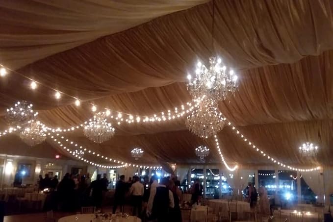 Novelty Lights 50 Feet G40 LED Patio String Light Set with 50 Bulbs Warm White Weather Resistant and Shatterproof Replaceable Plastic Globe Bulbs White Wire