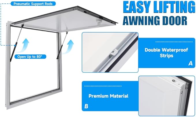 Aluminum Alloy Food Truck Window - 36 x 36 inch Concession Serving Window for Trailers