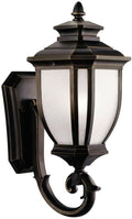 Kichler Salisbury 19.25 1 Light Outdoor Wall Light with White Linen Glass in Rubbed Bronze