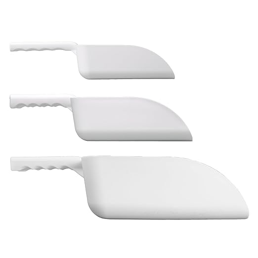 Remco - A Vikan Company 3 pk Color-Coded Plastic Hand Scoop - BPA-Free Food-Safe Scooper Commercial-Grade Utensils Restaurant and Food Service Supplies 16 32 82 Ounce Sizes White