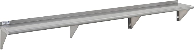 29N-017 - Commercial NSF Solid Stainless Steel Wall Shelf - 96 Wx12 D - 365 lb. Weight Capacity