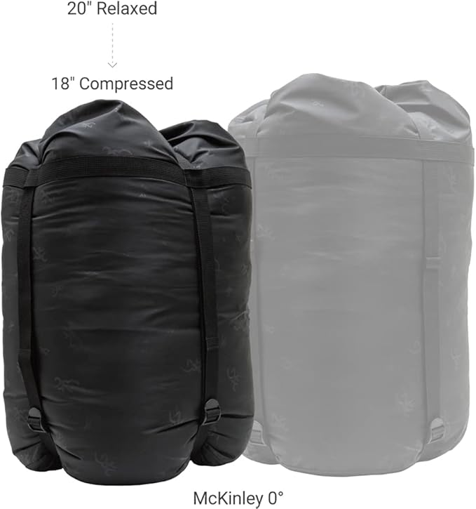 Browning McKinley 0° Sleeping Bag - Oversize Insulated Hooded Rectangle Made with Ripstop Outer and Brushed Polyester Liner with Compression Stuff Sack