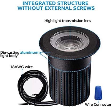 RNEHON 5W In-Ground Well LightVoltage 12-24V In-Ground Lighting Low Voltage Landscape Pathway Lights IP67 Waterproof Aluminum 3000K Outdoor Lighting for YardLawnGardenPatioBlack Pack of 6
