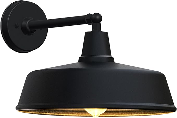 JOESA Large 15 inch Outdoor gooseneck barn Light Classic Farmhouse Rural Wall Mounted Straight arm gooseneck Light Fixture Suitable for External Lighting fixtures in Houses porches and garages