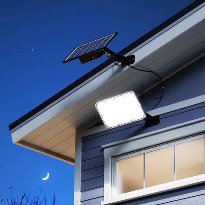 JACKYLED Solar Lights Outdoor 299 LED 1000 Lumens Bright Solar Wall Spotlight with 4000mAh Battery IP65 Waterproof Dusk to Dawn Auto Lighting for Front Door Balcony Shop Barn Garage (Black 2-Pack)