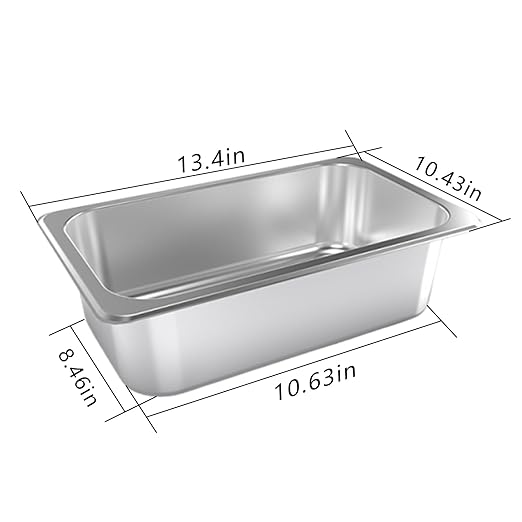 4 Pack Stainless Steel Hotel Pan1/2 Half Size Steam Pan with Lid4-Inch Deep Steam Table Pan for Home Kitchens Parties Hotel Buffets &amp Casual Gatherings (12.8”L x 10.4”W)