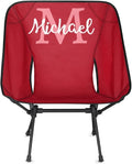 Custom Red Portable Camping Chair Personalized Backpacking Chair with Name Lightweight Foldable Chairs for Hiking Beach