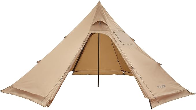VEVOR Hot Tent Camping Tipi Hot Tents with Stove Jack Portable Winter Camping Tents with Snow Skirt Easy Setup Waterproof 4 Season Shelter Tents for Fishing Backpacking