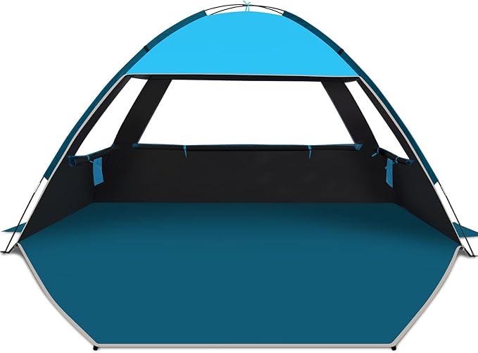 COMMOUDS Beach Tent Sun Shade for 3/4/6/8 Person UPF 50+ Beach Sun Shelter Canopy Tent Lightweight Easy Set Up and Carry