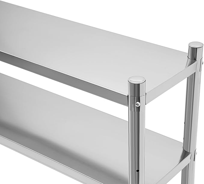 Stainless Steel Double Tier Overshelf 12 * 71in Commercial Heavy Duty Shelving Height Adjustable Shelf Storage for Prep &amp Work Table in Restaurant Home and Kitchen (12 * 71in)