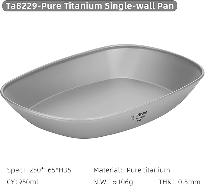 Titanium Plate Camping Picnic Tableware 32.1fl oz Cooking Utensils Extremely Light Dishes Bowl 106g (Sanding)
