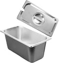 Stainless Steel 1/3 Size Kitchen Pan with Lid for Commercial Food Preparation and Space Saving Storage Container