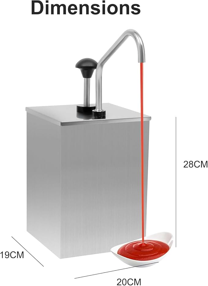 FIUZA 3.7L Stainless Steel Sauce Dispenser Sauce Dispenser Pump Food-Grade Pipes for Ketchup Dressing Syrup