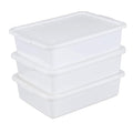 Kiddream 13 Liter Plastic Restaurant Commercial Bus Tub White Bus Box with Lid 3 Pack
