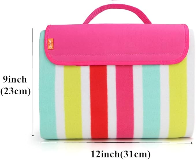 yodo Outdoor Picnic Blanket Water-Resistant for Camping Hiking FestivalsRose Stripe