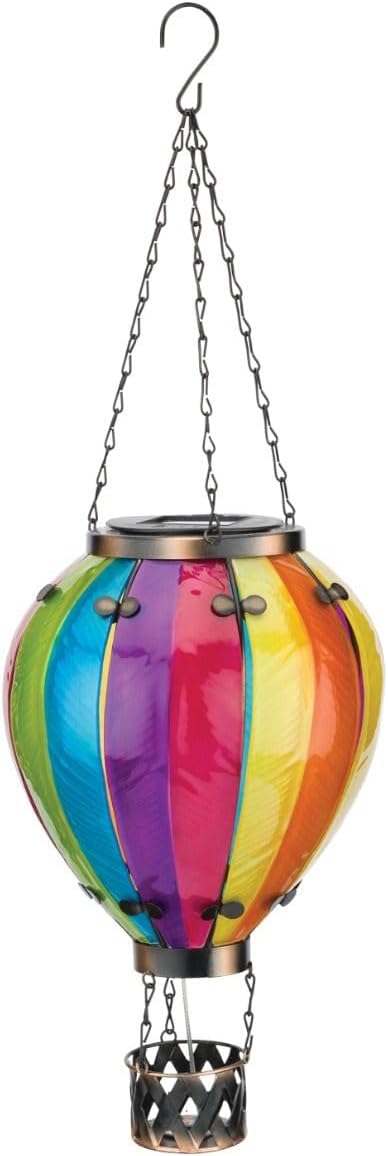Regal Art &amp Gift 23.5 Inch Hot Air Balloon Solar Lantern – Hanging Solar-Powered LED Lights Waterproof Portable Decorative Outdoor Lamp Made of Metal &amp Glass for Garden Patios &amp Pathway