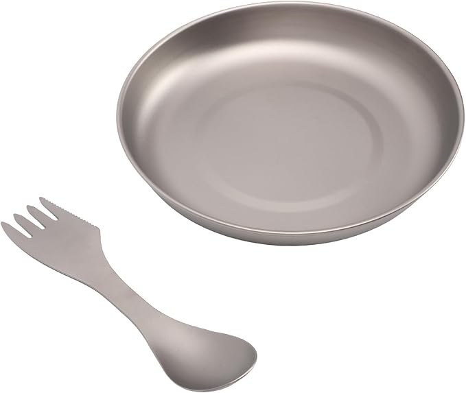 Alomejor Utensils Camping Mess Kit Cookware Lightweight Fork Spoon Plate Set for Hiking and Backpacking