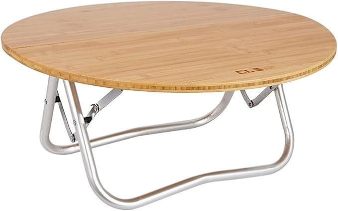 Outdoor Portable Folding Table Bamboo Board Round Table for Camping Picnic BBQ and Beach Easy to Carry and Set Up