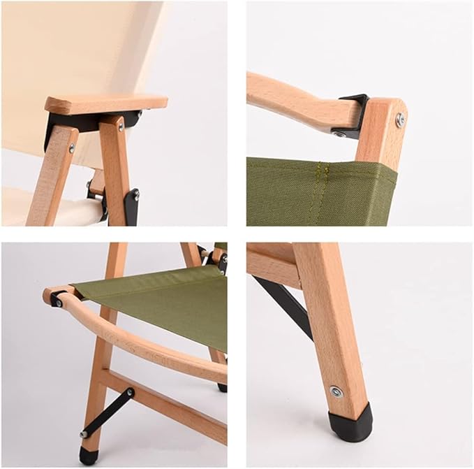 UNISTRENGH Wooden Folding Camping Chair Portable Beech Wood Outdoor Backrest Chair for Road Trip Fishing Beach Patio and Backyard (Military Green)