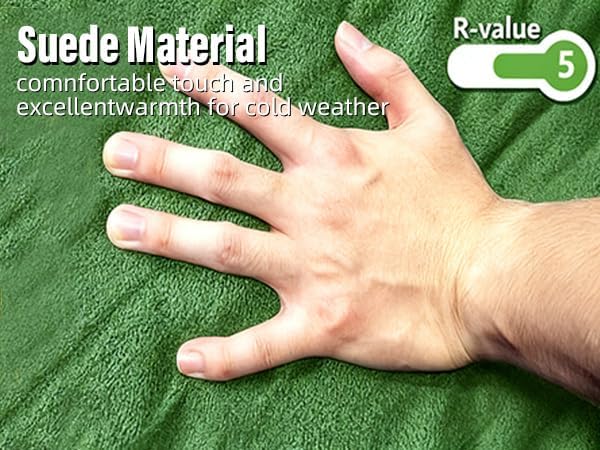 Double Camping Sleeping Pad with Pillow 2 Memory Foam Camping Mattress 2 Person 5R Insulated Self Inflating Camping Pad Air Mattress Inflatable Sleeping Mat for Tent Backpacking Hiking (Green)