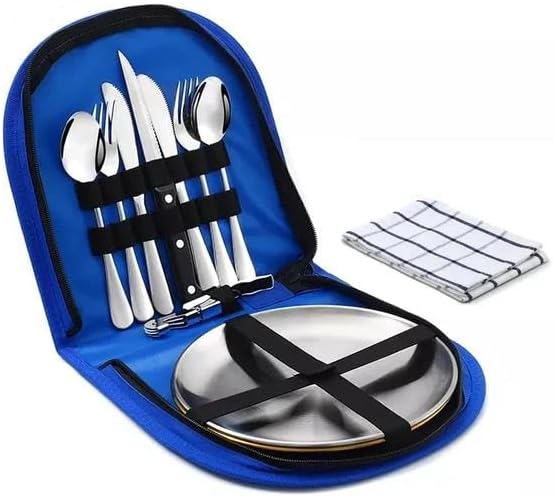 Cutlery Set Picnic Camping Picnic Set With 304 Stainless 10Pcs Tableware Dishes Steel Cutlery Set For 2Person C