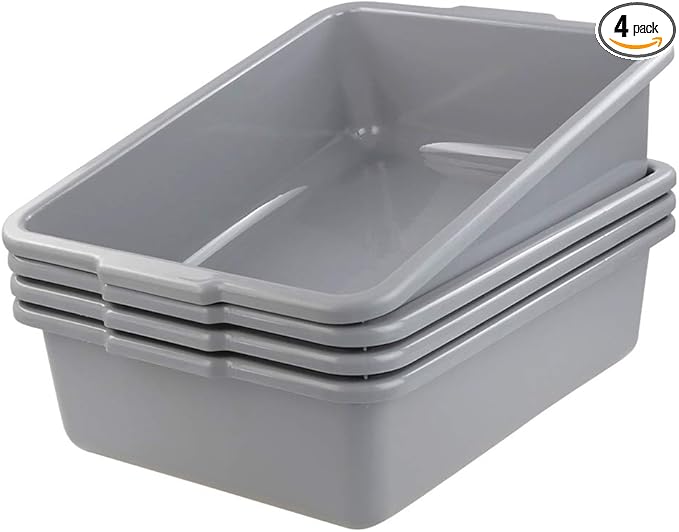 24 L Commercial Bus Box Plastic Bus Tote Gray Pack for 4