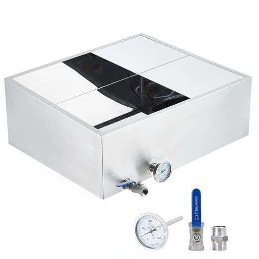 Maple Syrup Evaporator Pan with Value 24x24x7 in 304 Stainless Steel Evaporator Pan for Home Outdoor Efficient Boiling Maple Syrup 17.5 gal Silver