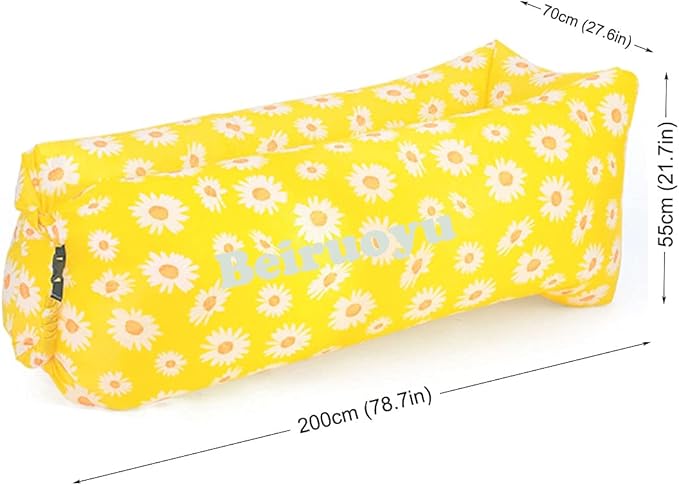 Inflatable Lounger Air Chair Sofa Bed Sleeping Bag Couch for Beach Camping Lake Garden ¡­ (Yellow (Little Daisy))