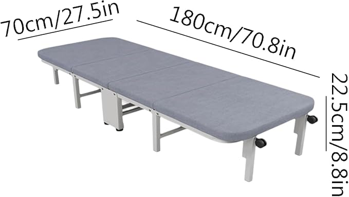 Four-fold Design Camping Cot with 360° Universal Wheels Portable Folding Bed for Sleeping 6-Level Adjustable Folding Cot