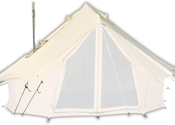 WHITEDUCK Regatta Bell Tent Rain Fly – Waterproof Flysheet Cover for Regatta Canvas Bell Tent w StoveJack UV &amp Weather Protection 4 Season Camping &amp Glamping Accessory (16.5' (5M) Cream Whi