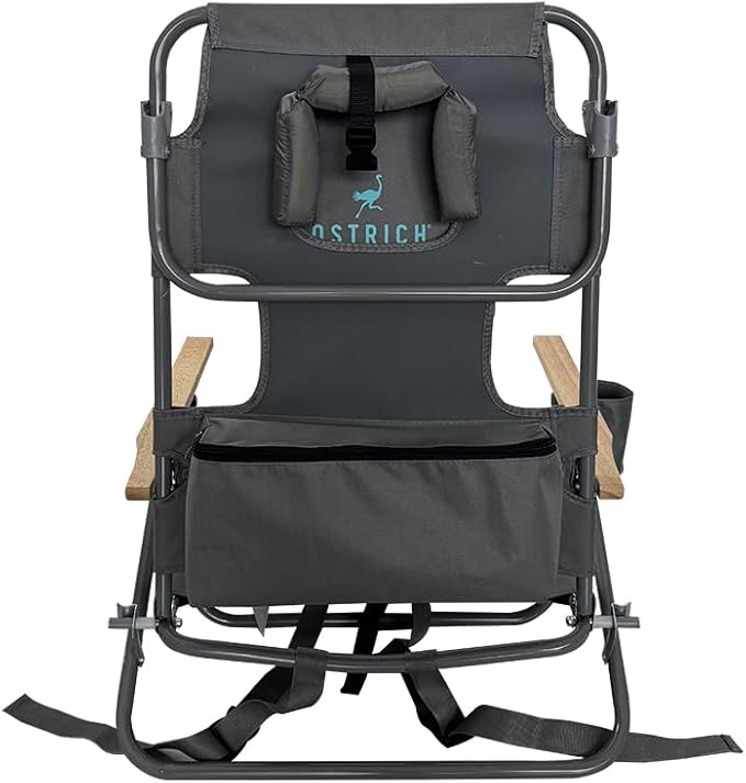 Ostrich Tommy O Midsize Face Down Backpack Beach Chair with Face Hole Portable Lounge Chair with Cup Holder Face Opening Lay Flat Tanning Chair with Armrests Face Down Reading Gray