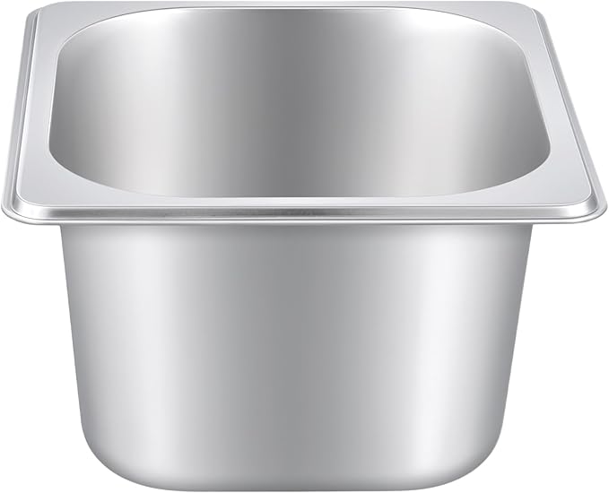 JAPCHET 10 Pack Anti-Jam Hotel Pans 1/6 Size Stainless Steel Steam Table Pan 4 Inch Deep Metal Food Storage Pan for Catering Commercial Kitchen Hotel Restaurant Buffet Supplies