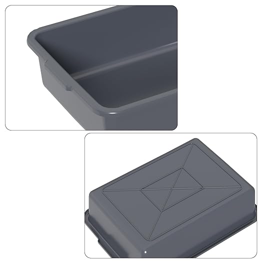 Vcansay 13 L Plastic Commercial Bus Tubs Restaurant Dish Washing Box Gray 12 Packs