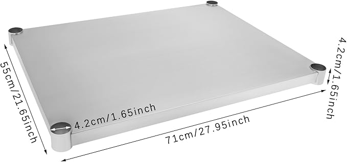 Eapmic Undershelf for Work Tables Adjustable Lower Shelf Stainless Steel Bottom Shelf Add for Commercial Prep Table Restaurant Kitchen Bakery Garage Workshop Use (27.95x21.65in B)