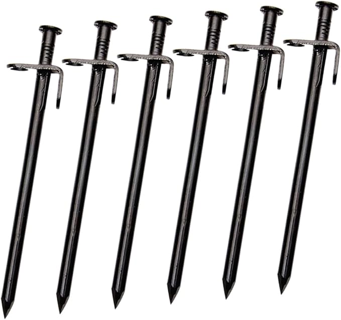 6Pcs Metal Tent Stakes Heavy Duty Ground Pegs for Camping Durable Outdoor Ground Stakes with Sharp Tips for Secure Tent Setup Wind Resistant Design for Tents Canopies