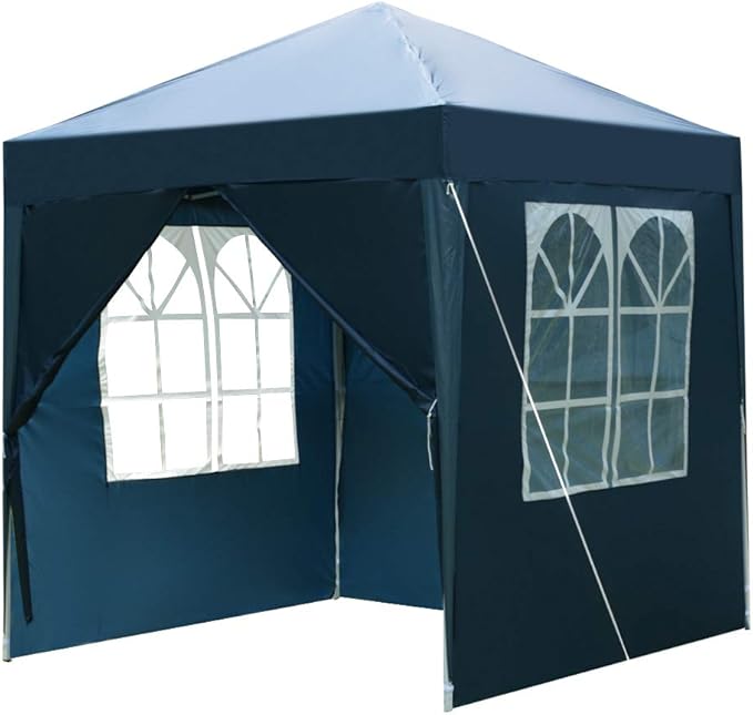2x2m Gazebo with Sides Canopy Tent Outdoor Instant Shelter Folding Canopy Outdoor Party Tent Patio Canopy Tent Gazebo Outdoor Canopy Folding Garden Gazebo Party Tent (Blue)