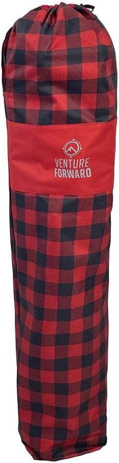 Quilted Quad Camping Chair with Carry Bag – Padded Folding Outdoor Chair with Armrests &amp Built-in Cup Holder for Camping Tailgating RV &amp Outdoor Events
