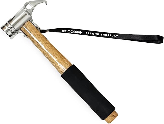 Camping Hammer for Tent Camping- High-Quality Steel &amp Solid Wood Handle with Cushion Grip - Tent Stake Hammer and Puller with Safety Strap Heavy Duty Camping Mallet for Tent Stakes (Cast Steel)
