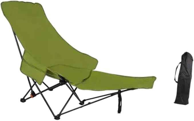 Folding Chaise Lounge Chair Reclining Chair Foldable Heavy Duty Stable Recliner Lounger for Garden Fishing Sports Patio Beach Green