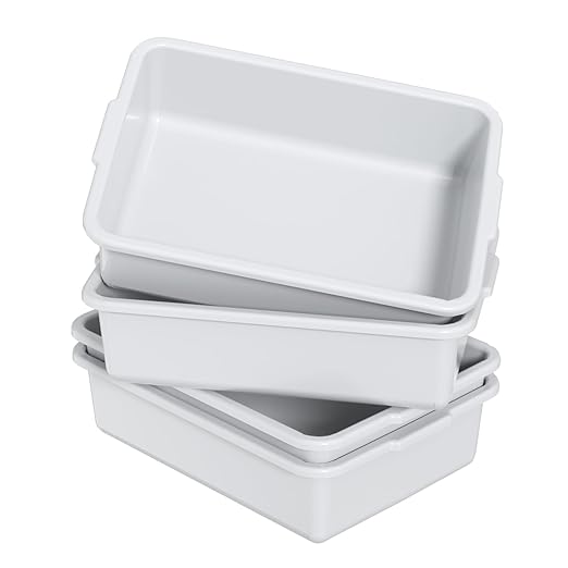 13 L Plastic Kitchen Bus Tubs 4 Pack Restaurant Bus Bin Meat Processing Tubs Light Gray