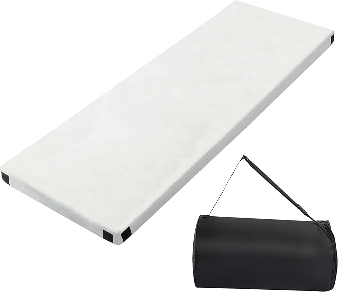Thick Memory Foam Camping Mattress Sleeping Pad Memory Foam Camping Mattress Pad Sleeping Mat Portable Floor Mat Roll Up Mattress for Guests Kids Adult Sleepover